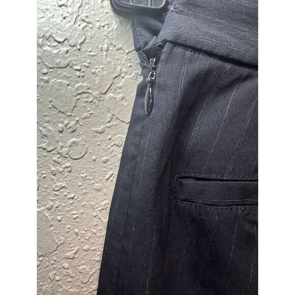 Womens Pants VISIONE by SHERI EHRLICH size 2 Black Side Zipper Pin Stripe  #28‎ - Picture 5 of 6